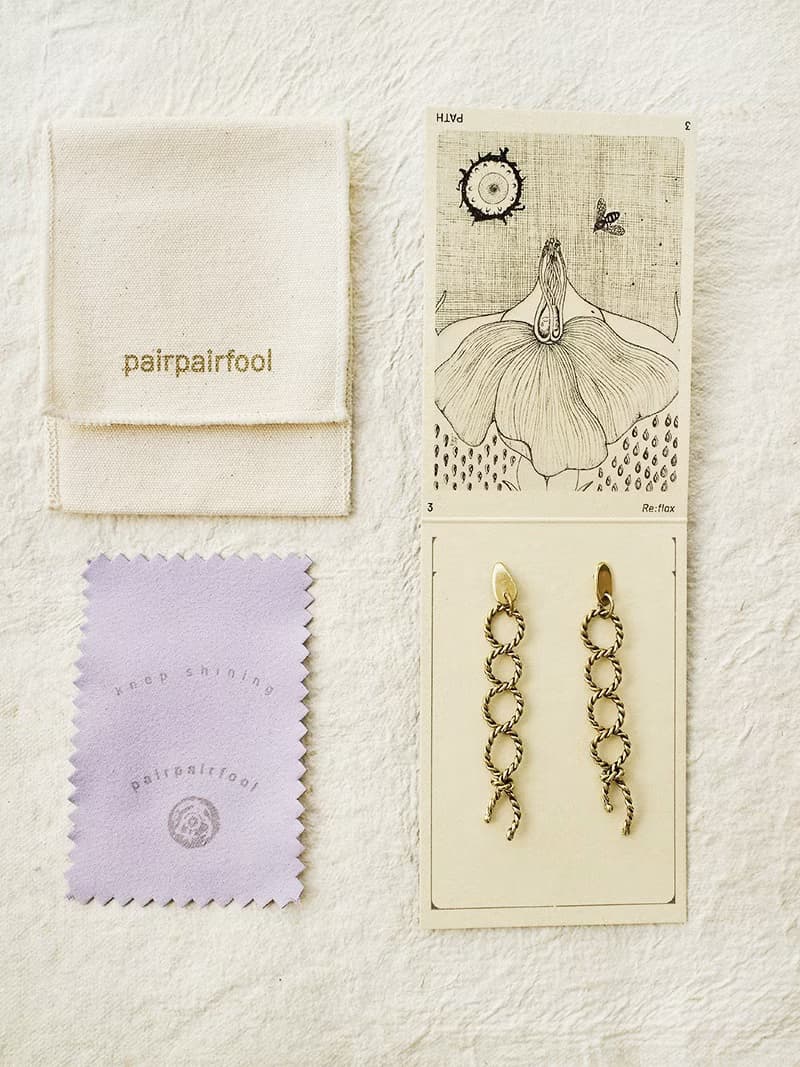 RE-FLAX earrings 埃及符號 亞麻燈芯 路徑 黃銅耳環