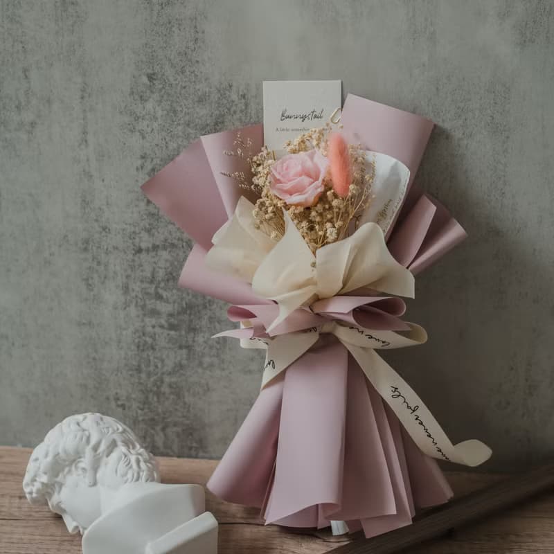 /小型永生花束/ AURORA 嫩粉 永生花 情人節套組 生日禮物 情人節