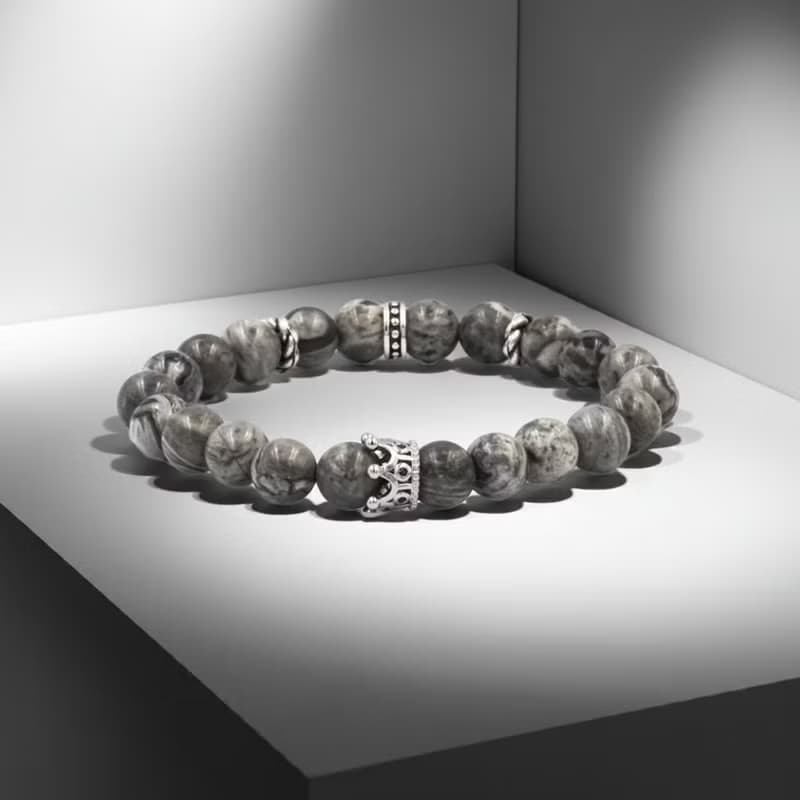 公爵Prinz | 煙灰碧玉 x 銀河之冠手鍊_地圖石 皇冠【創意安定】