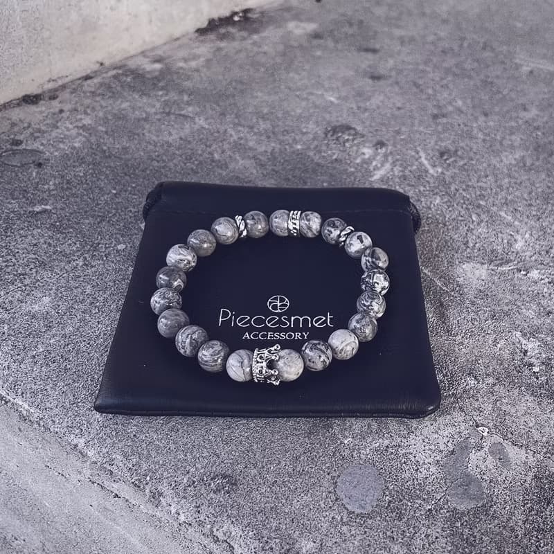 公爵Prinz | 煙灰碧玉 x 銀河之冠手鍊_地圖石 皇冠【創意安定】