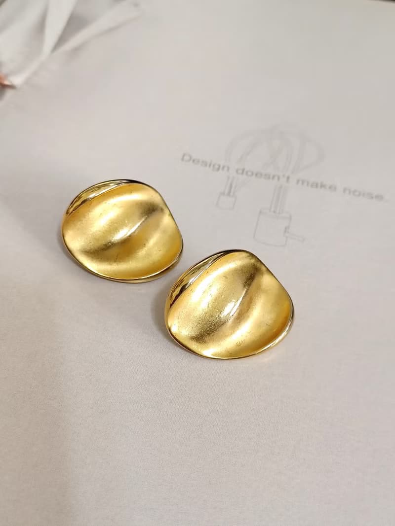 vintage jewelry  典雅金色雲彩意象 夾式耳環