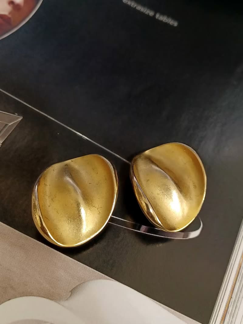 vintage jewelry  典雅金色雲彩意象 夾式耳環
