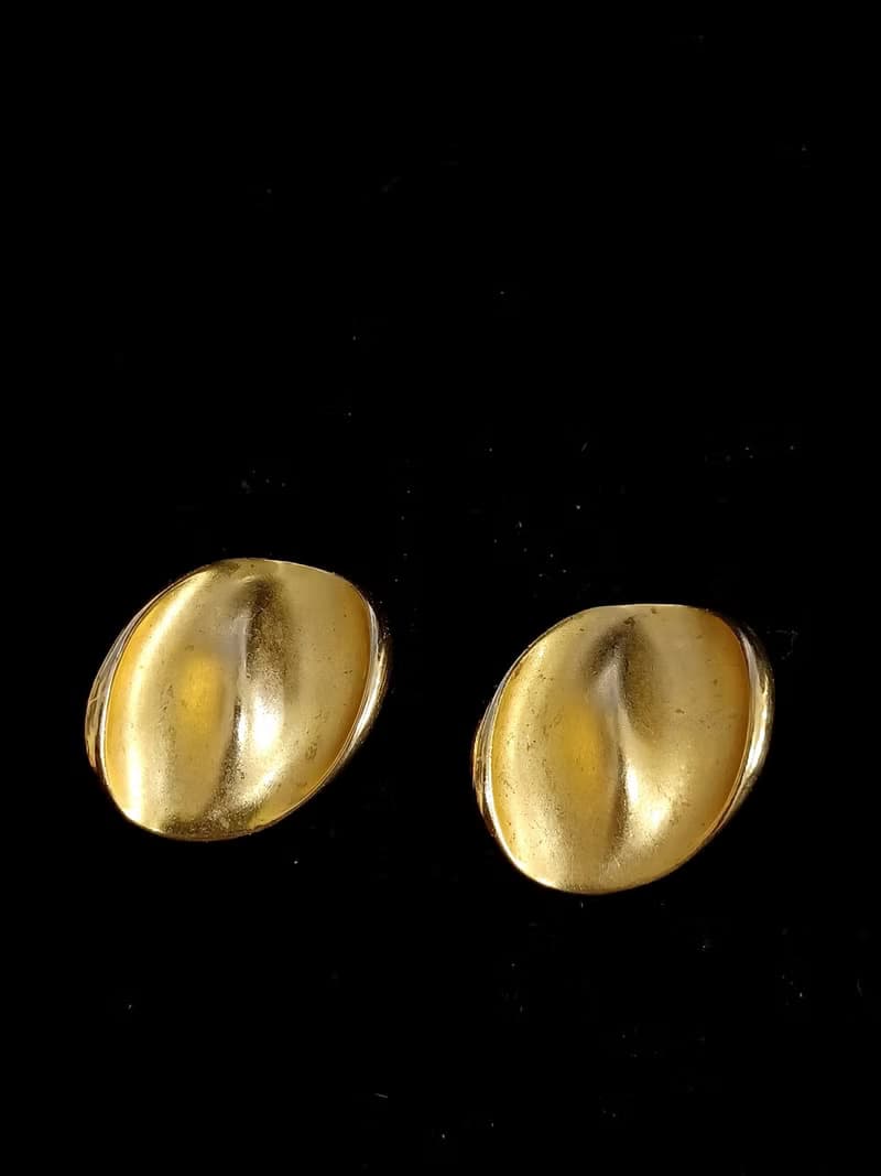 vintage jewelry  典雅金色雲彩意象 夾式耳環