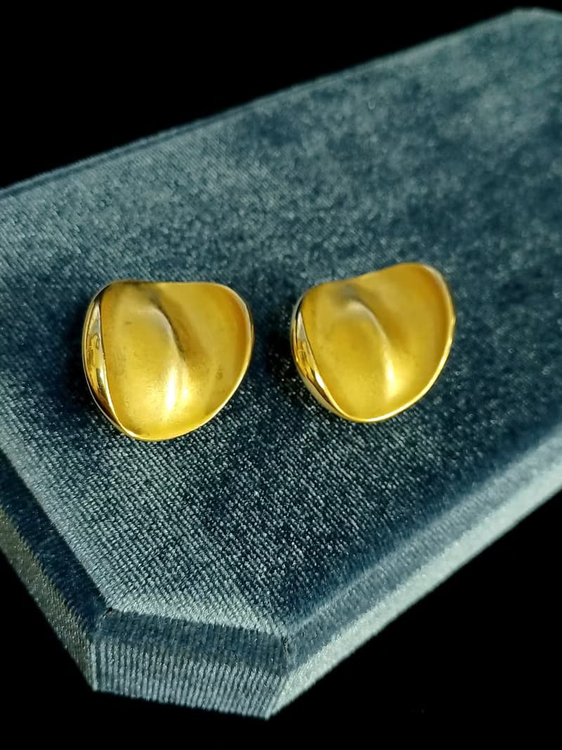 vintage jewelry  典雅金色雲彩意象 夾式耳環