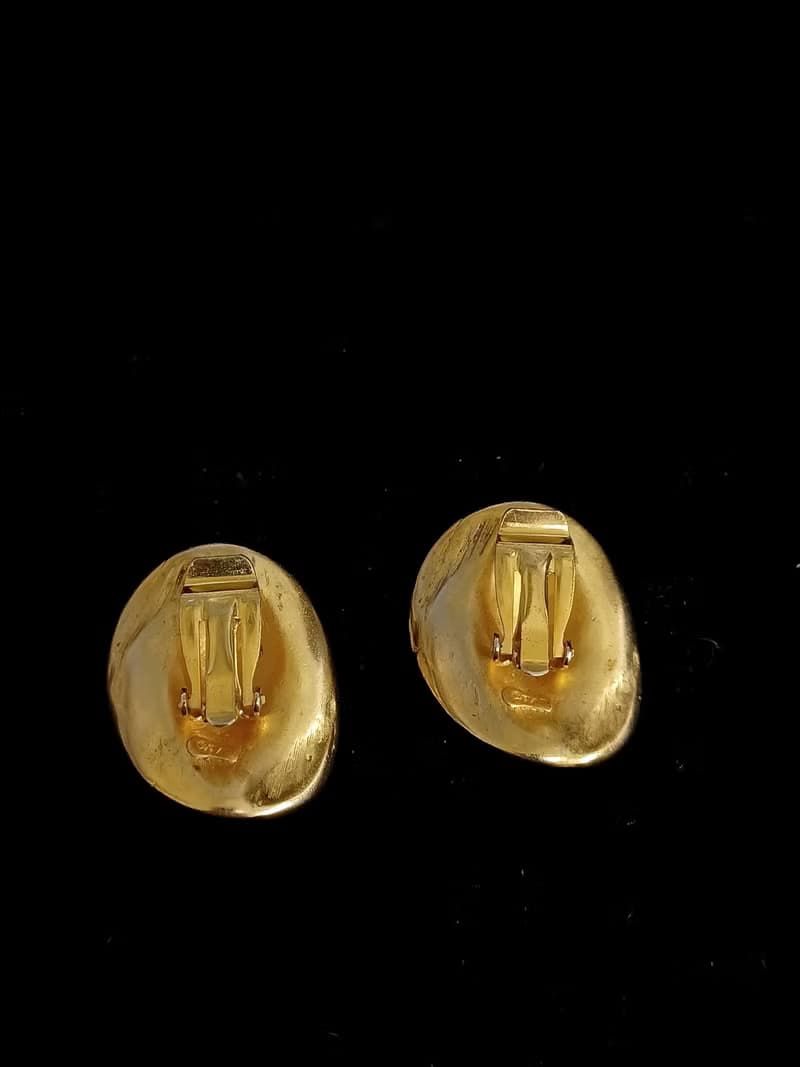 vintage jewelry  典雅金色雲彩意象 夾式耳環