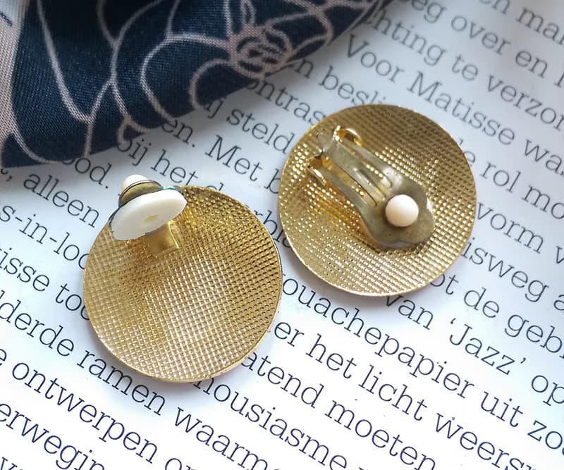 Vintage Jewelry 西洋古董飾品 景泰藍 藍色調 浮生意象 夾式耳環