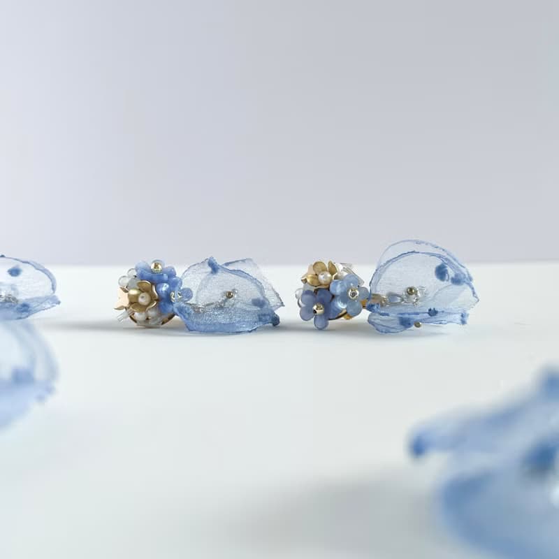 Bloom Veil (Blue): earring耳夾 / pierce耳釘