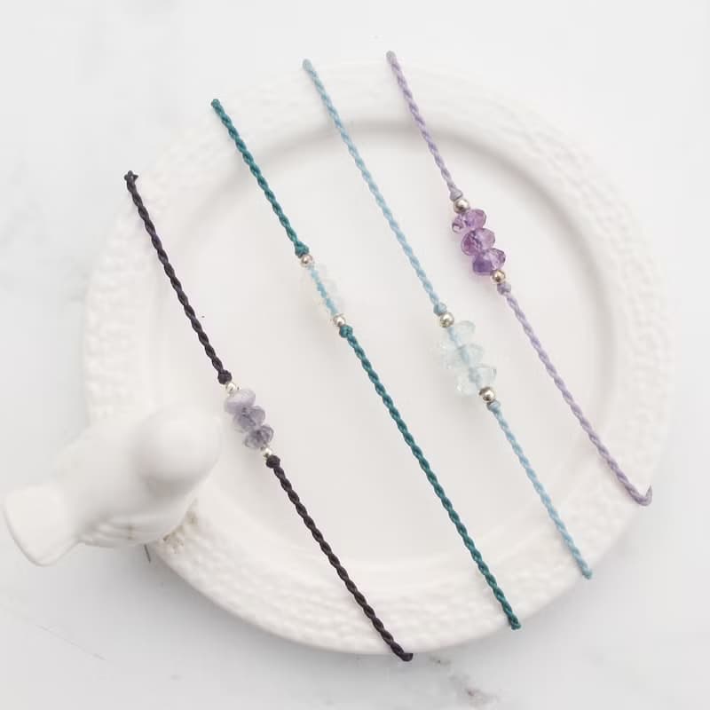 【水晶蠟繩系列】扁切割水晶 2 | 正能量極細蠟繩手鍊 | 大員囡仔