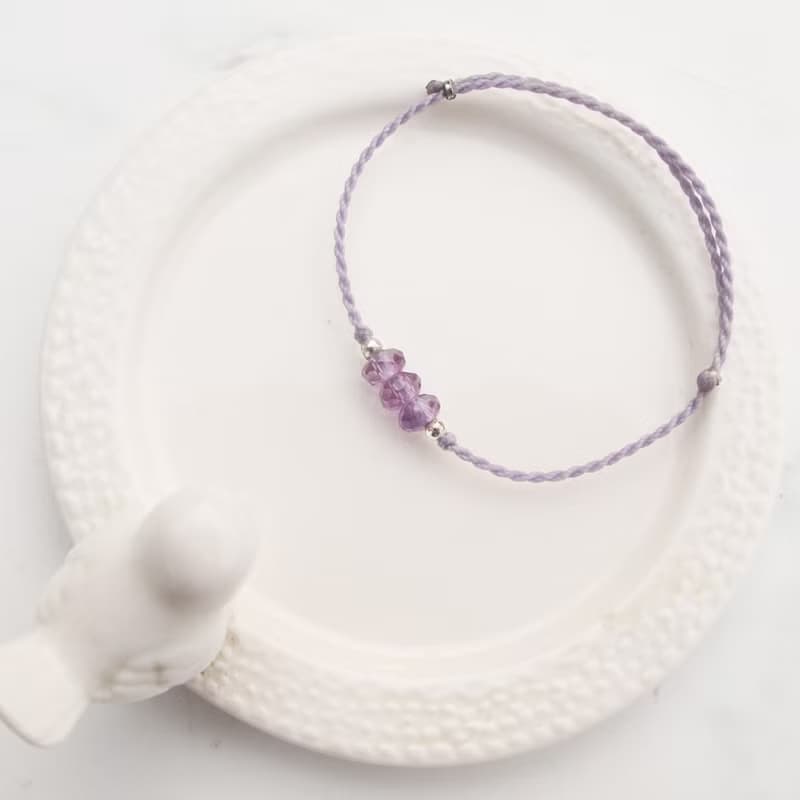 【水晶蠟繩系列】扁切割水晶 2 | 正能量極細蠟繩手鍊 | 大員囡仔