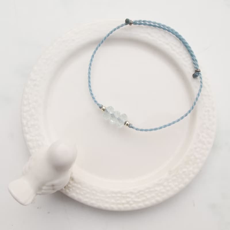 【水晶蠟繩系列】扁切割水晶 2 | 正能量極細蠟繩手鍊 | 大員囡仔