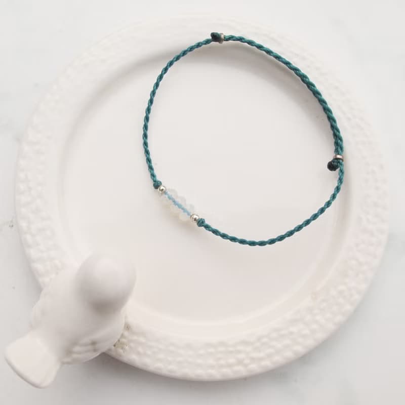 【水晶蠟繩系列】扁切割水晶 2 | 正能量極細蠟繩手鍊 | 大員囡仔