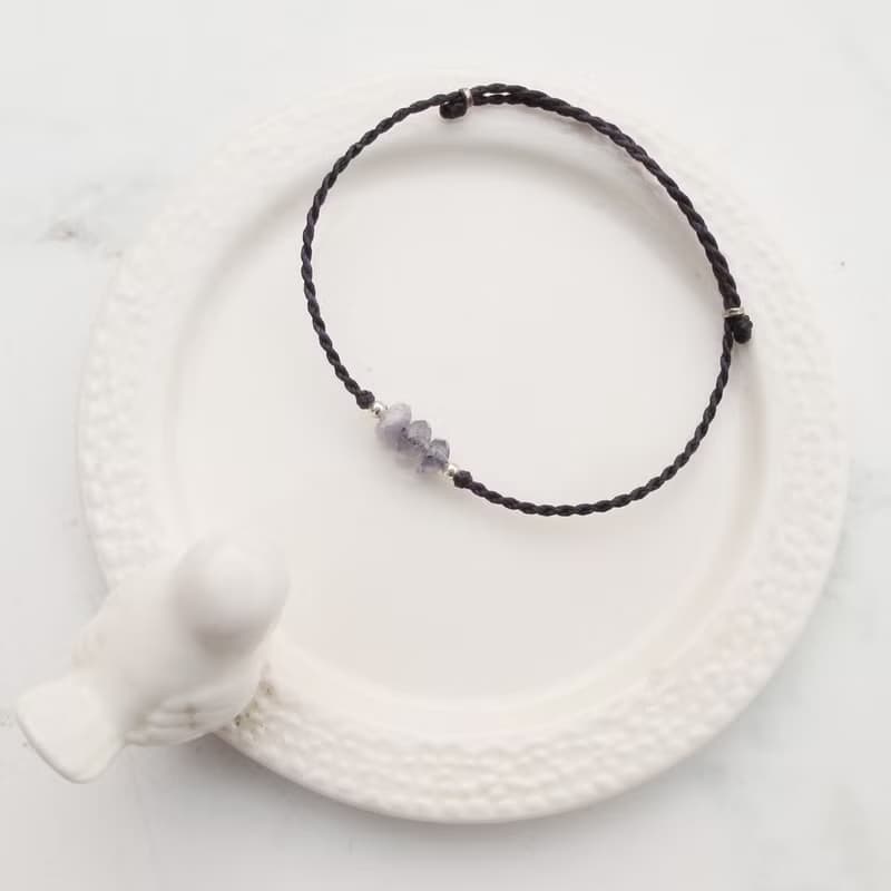 【水晶蠟繩系列】扁切割水晶 2 | 正能量極細蠟繩手鍊 | 大員囡仔