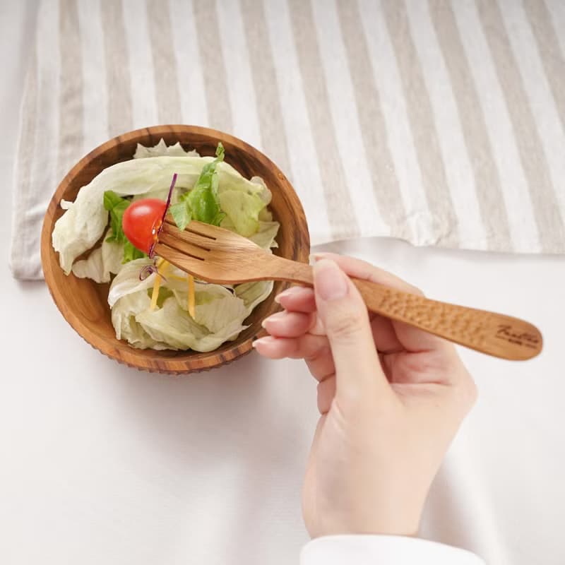 天然柚木叉子-波點款│不上漆/環保餐具/減塑生活 露營野餐/畢業