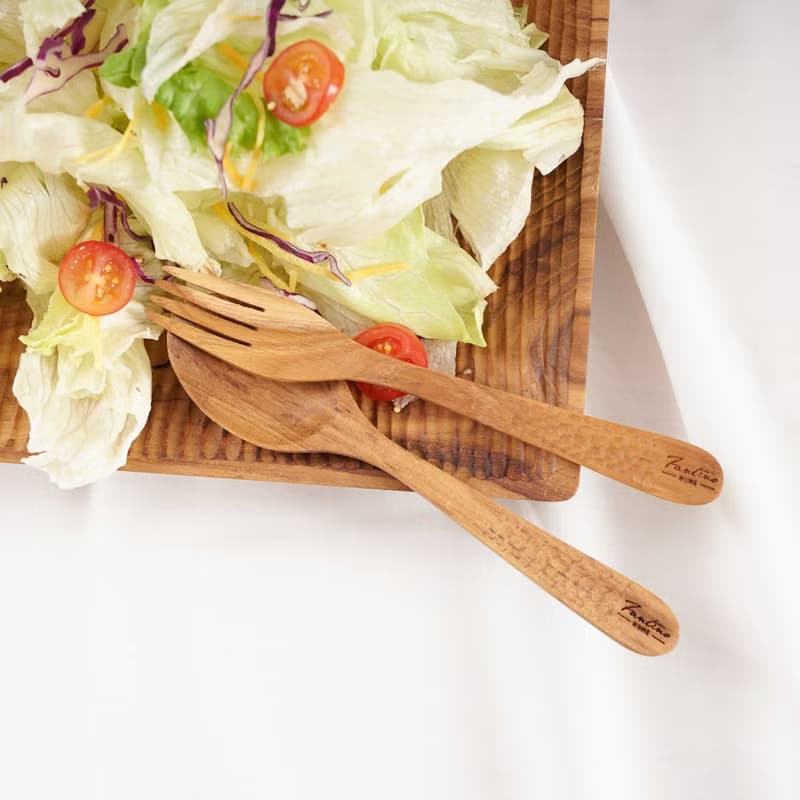 天然柚木叉子-波點款│不上漆/環保餐具/減塑生活 露營野餐/畢業