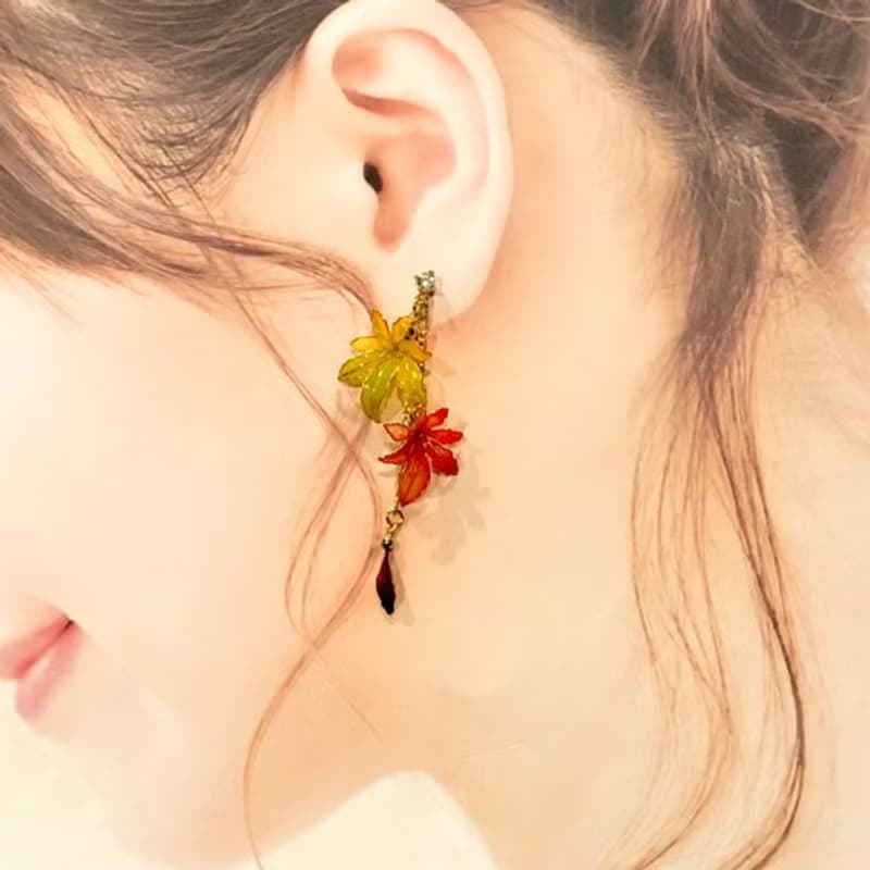 〜 秋色 紅葉 〜 ディップジュエリー イヤリング ピアス