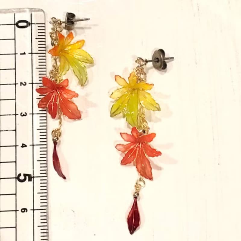 〜 秋色 紅葉 〜 ディップジュエリー イヤリング ピアス