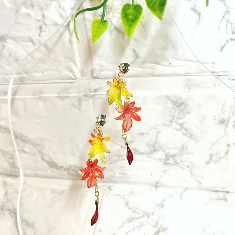 〜 秋色 紅葉 〜 ディップジュエリー イヤリング ピアス