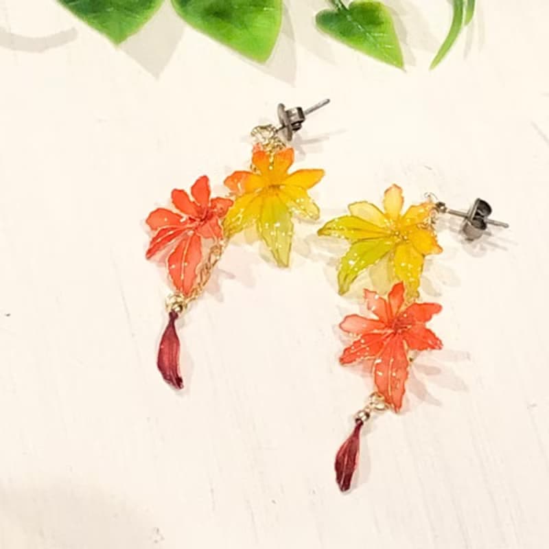 〜 秋色 紅葉 〜 ディップジュエリー イヤリング ピアス