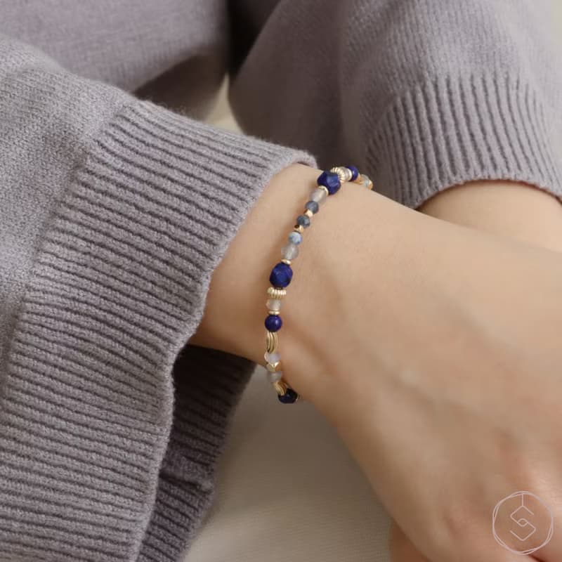 御意 | 藍紋石 拉長石 白水晶 | 天然水晶手鍊