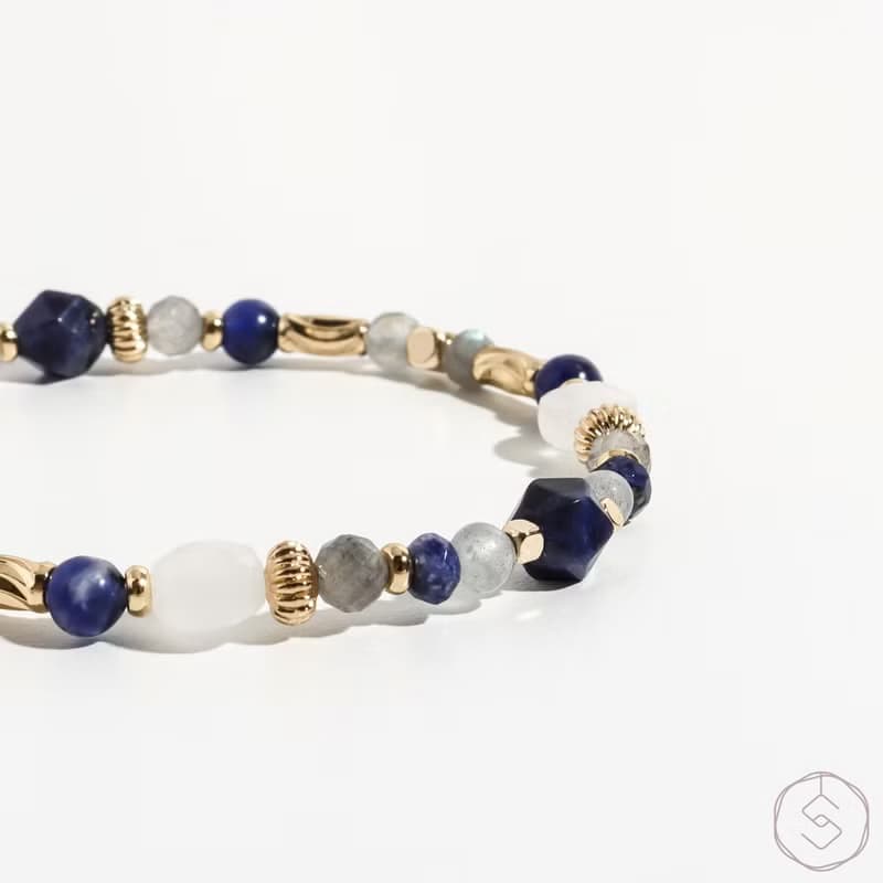 御意 | 藍紋石 拉長石 白水晶 | 天然水晶手鍊