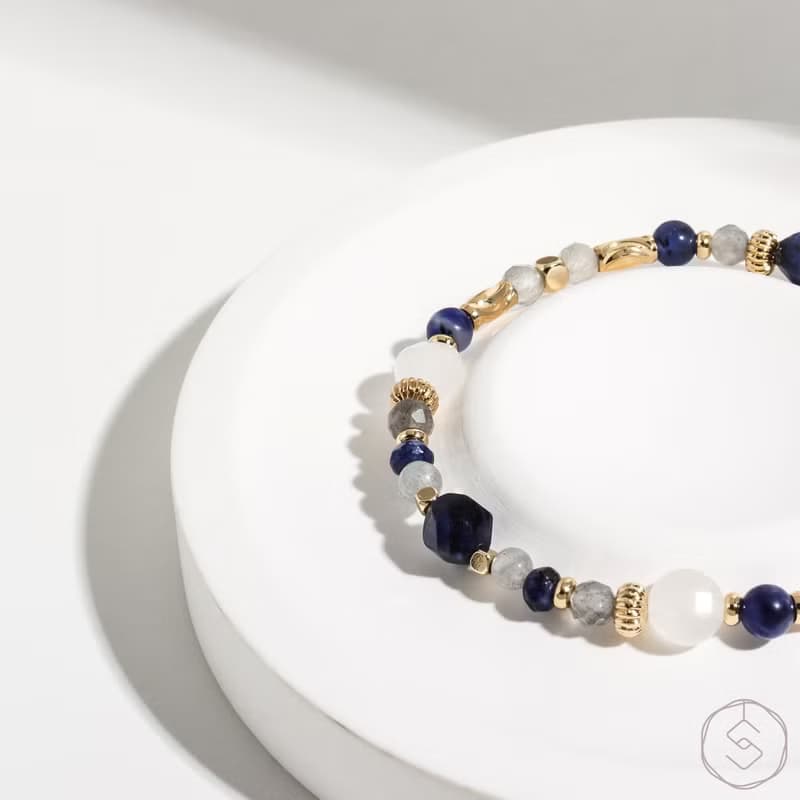 御意 | 藍紋石 拉長石 白水晶 | 天然水晶手鍊