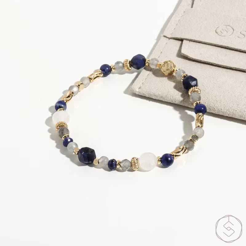 御意 | 藍紋石 拉長石 白水晶 | 天然水晶手鍊