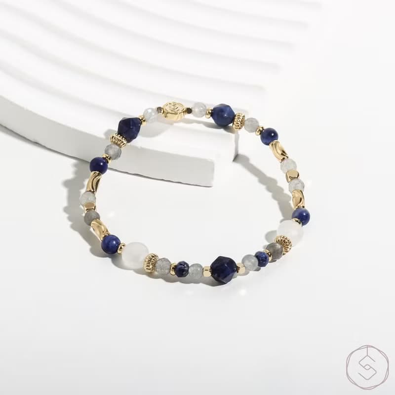 御意 | 藍紋石 拉長石 白水晶 | 天然水晶手鍊