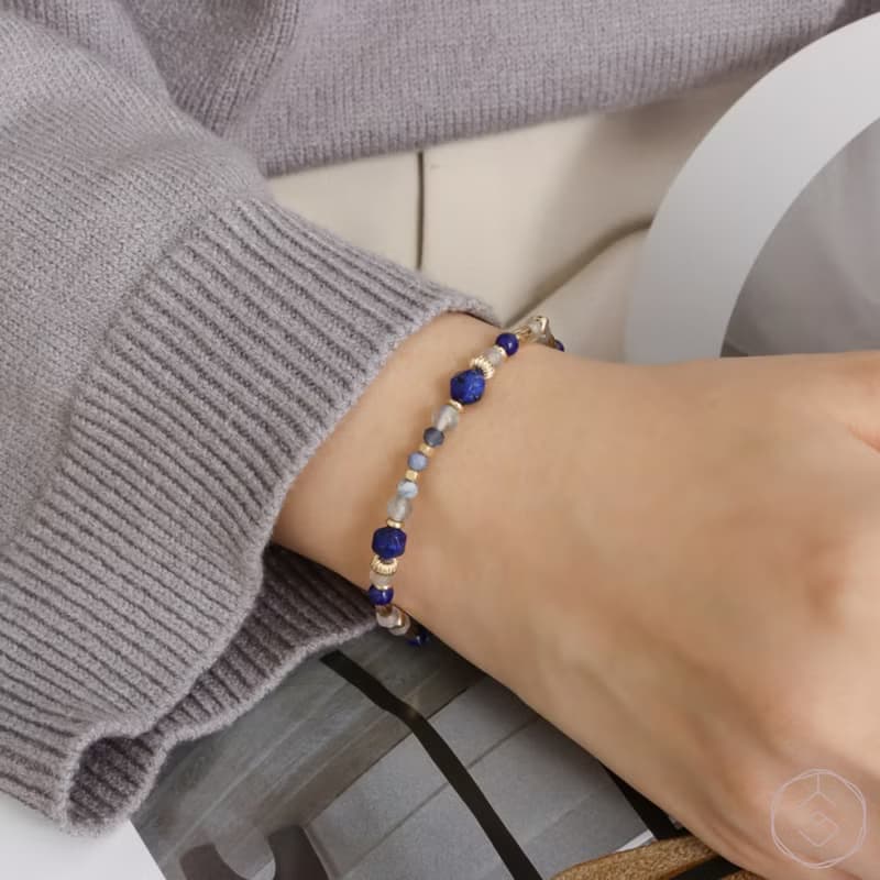 御意 | 藍紋石 拉長石 白水晶 | 天然水晶手鍊