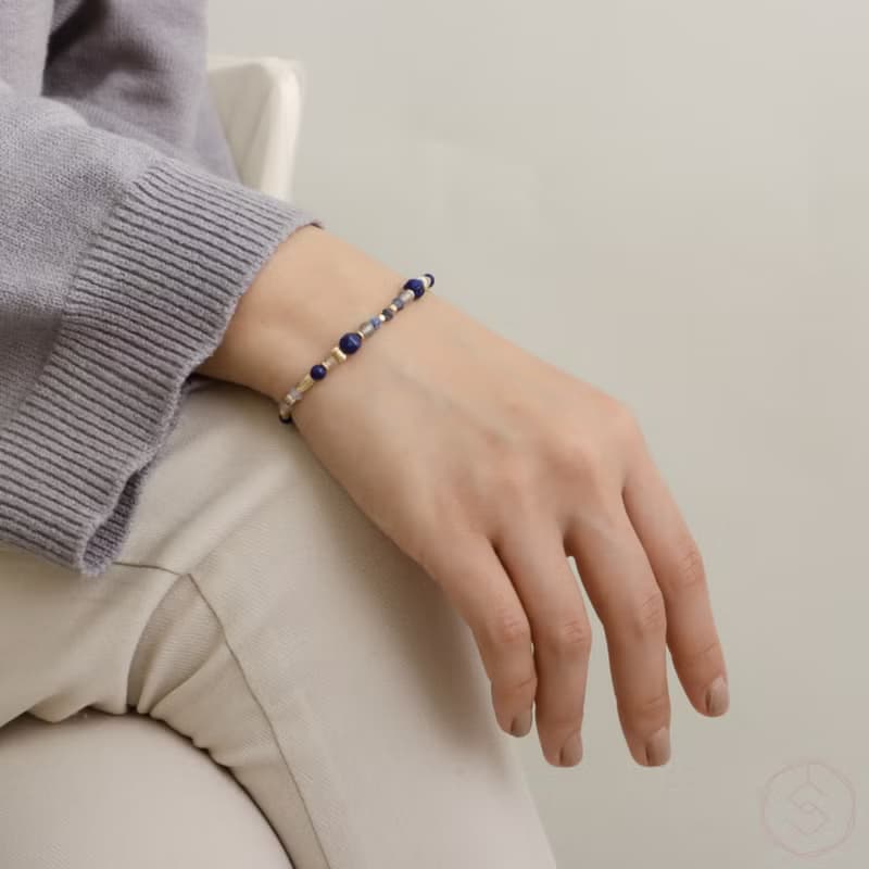 御意 | 藍紋石 拉長石 白水晶 | 天然水晶手鍊