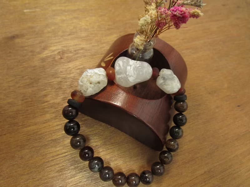 手鍊 珠串設計 白玉髓+紅瑪瑙+木化玉+椰子殼