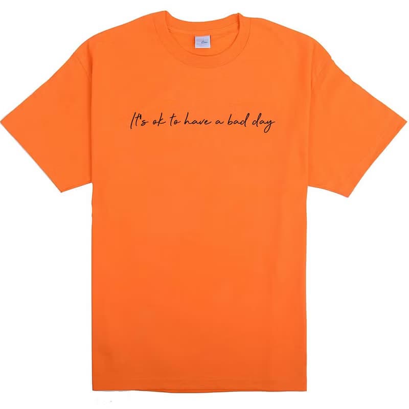 Its ok to have a bad day 中性短袖T恤 橘色 手寫草寫手工文字