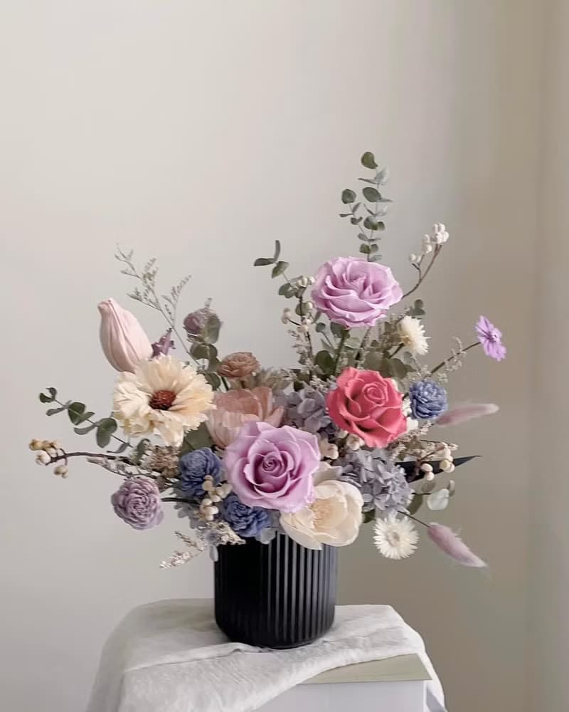 【不凋花乾燥花】紫色不凋玫瑰自然風乾燥花桌花