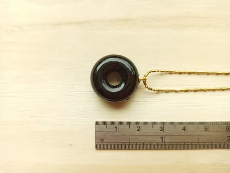 甜甜圈手工琉璃精油瓶銅項鍊(綠黑兩色可選)