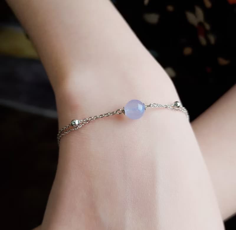 夢曦 | 天然藍玉髓 / 銀鍊 / 天然石系列 | 天然寶石手鍊