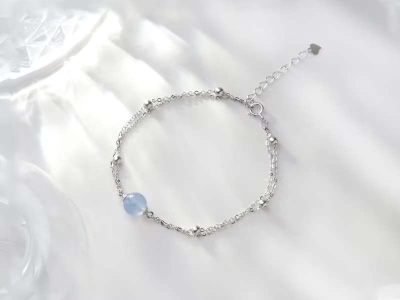 夢曦 | 天然藍玉髓 / 銀鍊 / 天然石系列 | 天然寶石手鍊