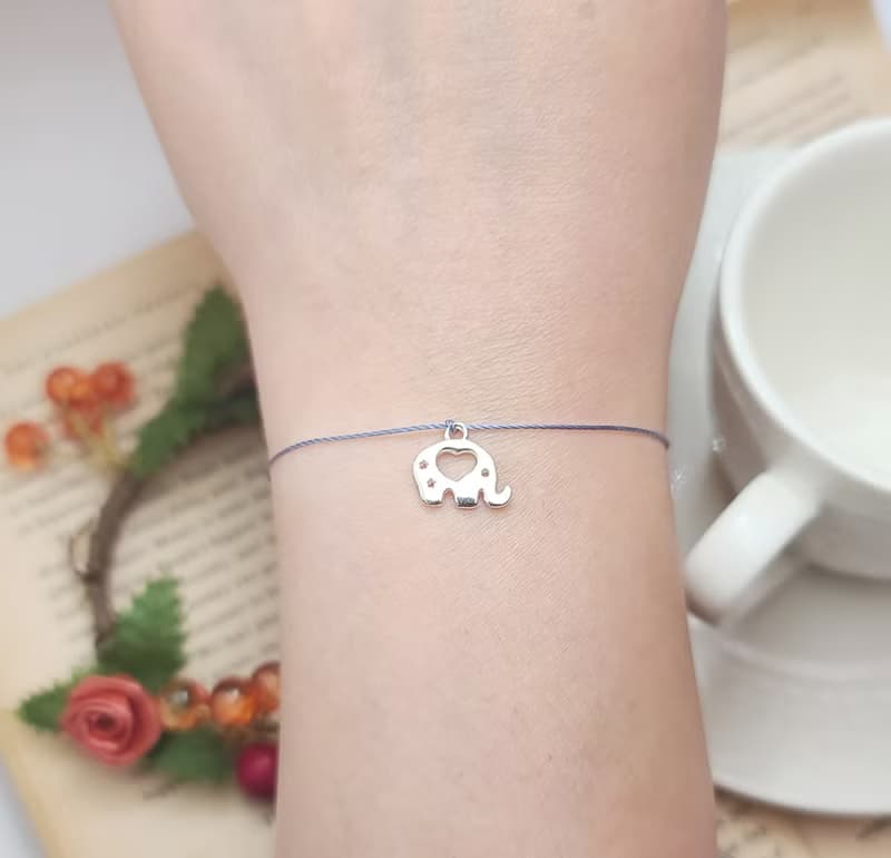 純銀 可愛 大象 愛心 象 手練 手繩 紅繩 紅線 幸福線 動物 和平