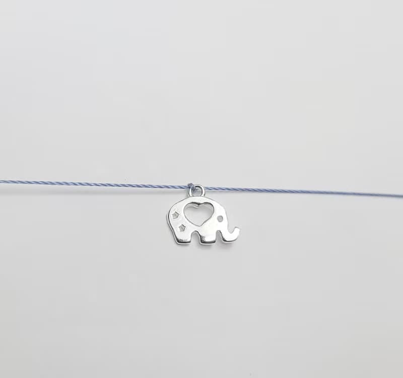 純銀 可愛 大象 愛心 象 手練 手繩 紅繩 紅線 幸福線 動物 和平