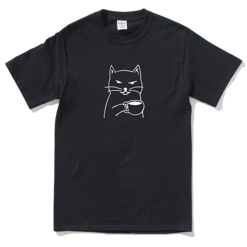 Cat Coffee 短袖T恤 黑色 貓咪咖啡狗趣味貓之日禮物文青