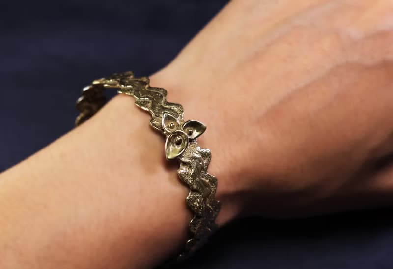 圖像系列-水滴水波寬版黃銅手環