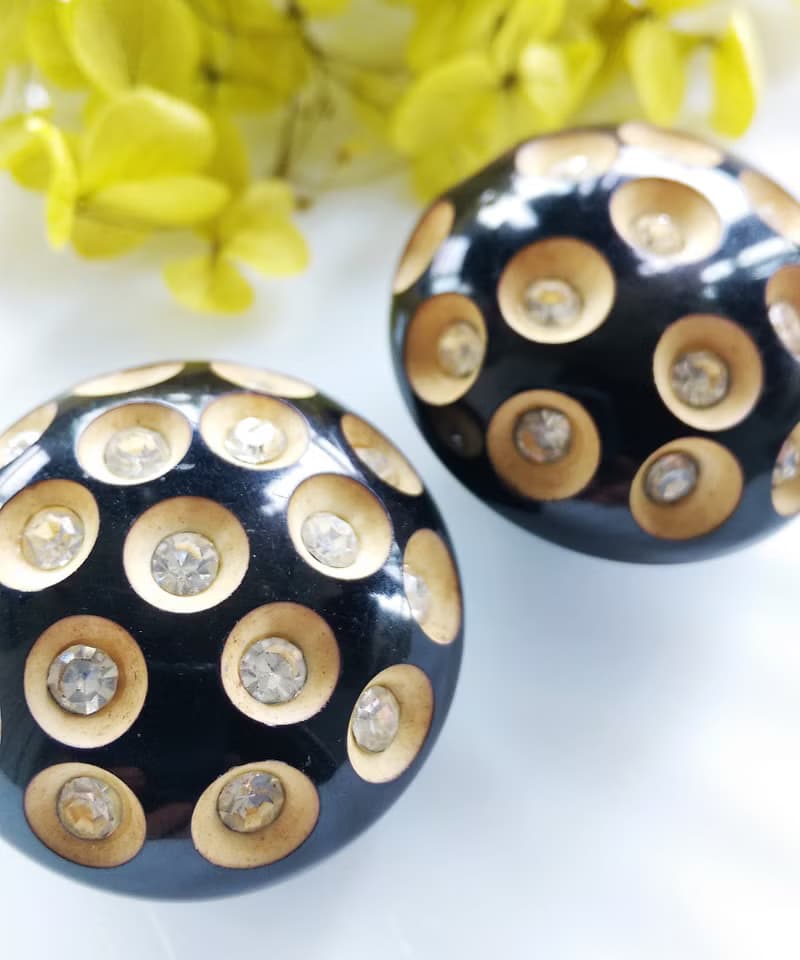 Vintage Jewelry 西洋古董飾品  摩登 普普 大圓窩 夾式耳環