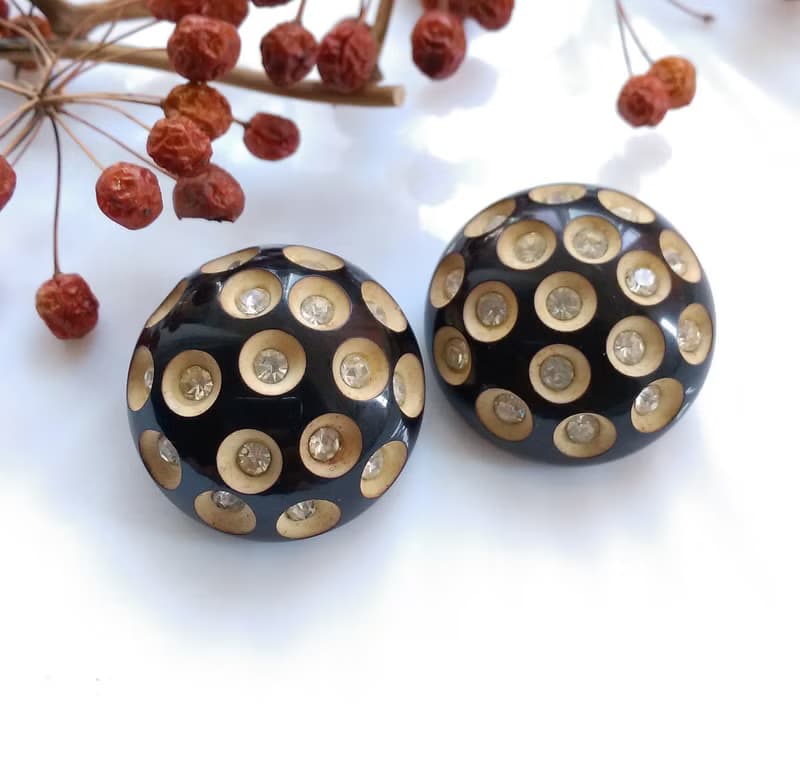 Vintage Jewelry 西洋古董飾品  摩登 普普 大圓窩 夾式耳環