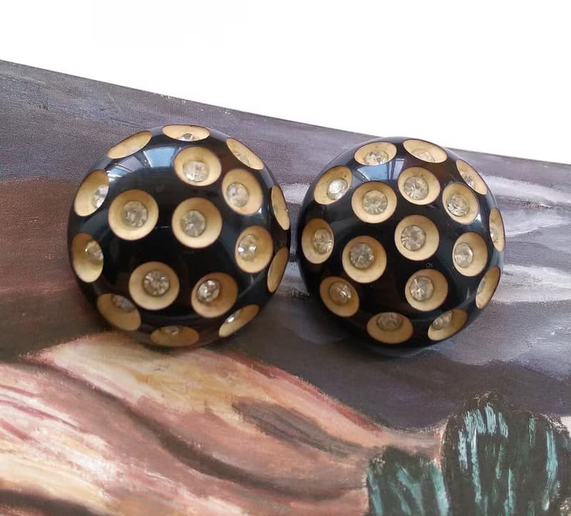 Vintage Jewelry 西洋古董飾品  摩登 普普 大圓窩 夾式耳環