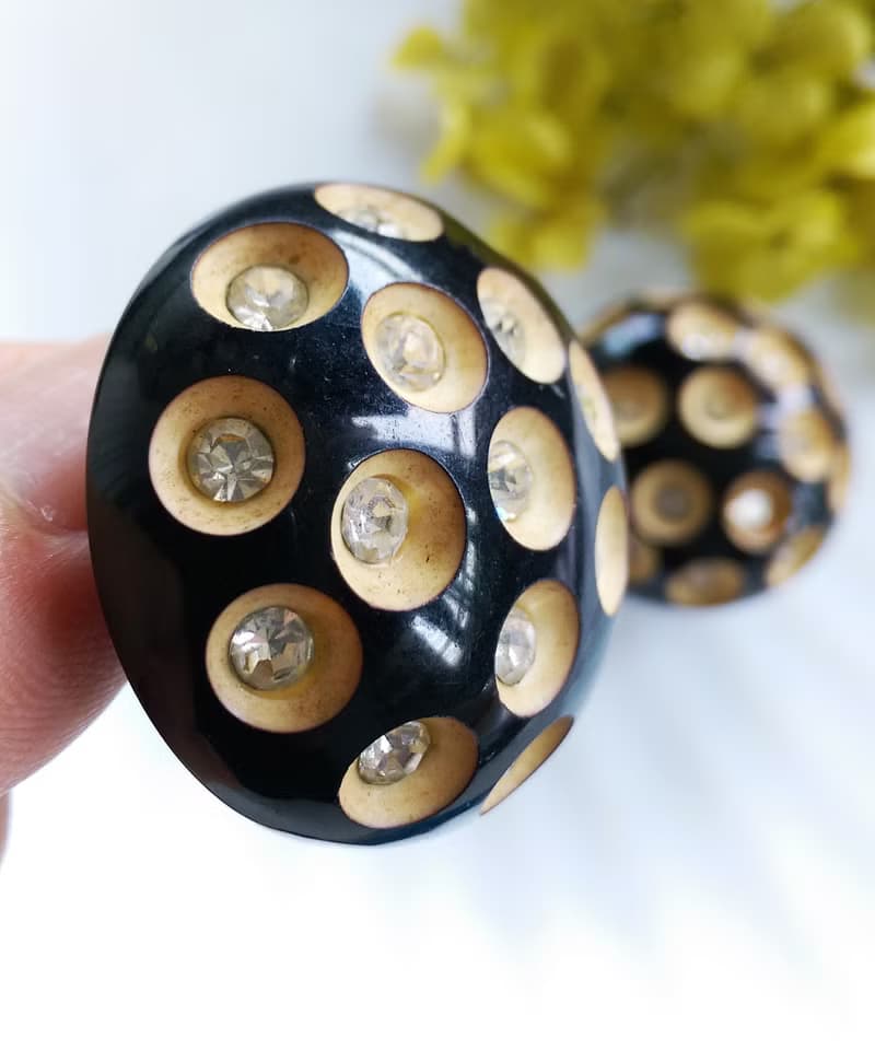 Vintage Jewelry 西洋古董飾品  摩登 普普 大圓窩 夾式耳環