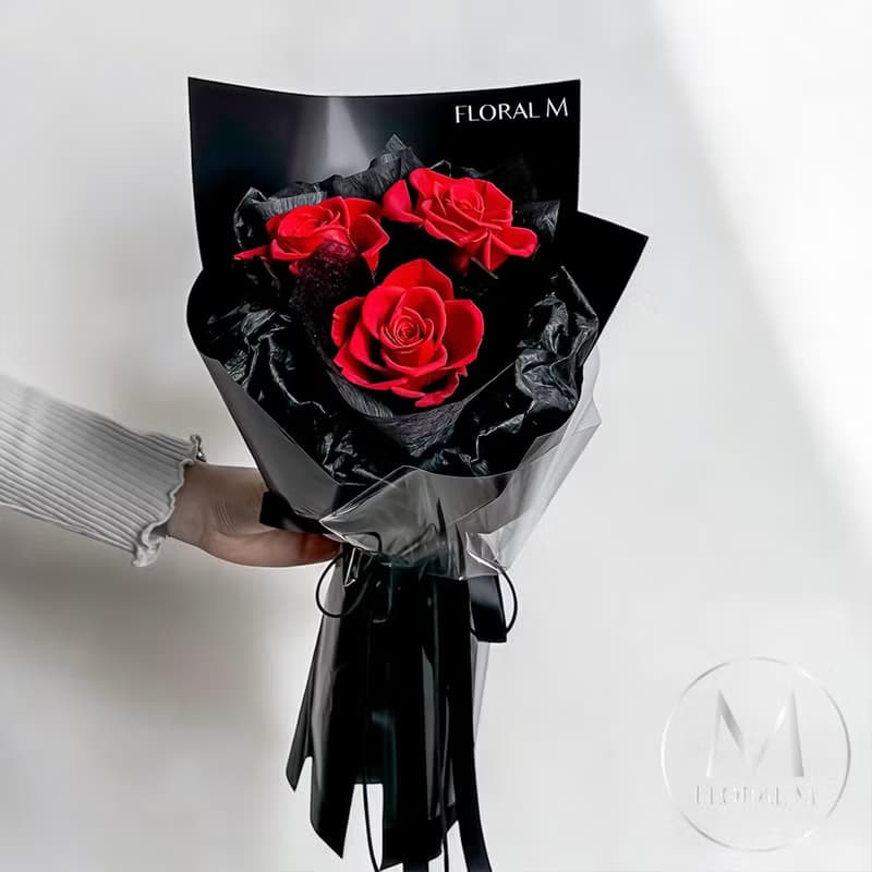 法式浪漫紅玫瑰永生花束
