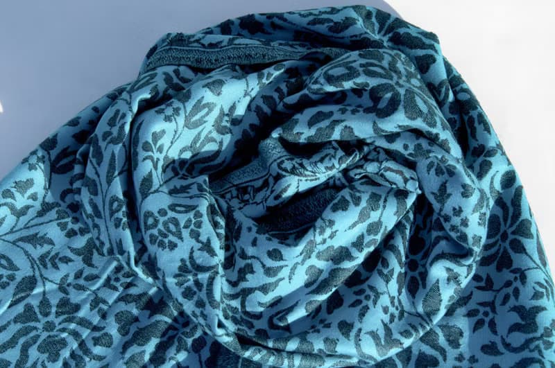 喀什米爾Cashmere/羊絨圍巾/純羊毛圍巾披巾/戒指絨披肩-藍色花朵