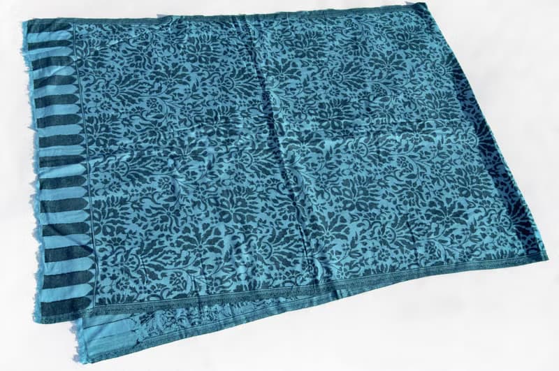 喀什米爾Cashmere/羊絨圍巾/純羊毛圍巾披巾/戒指絨披肩-藍色花朵