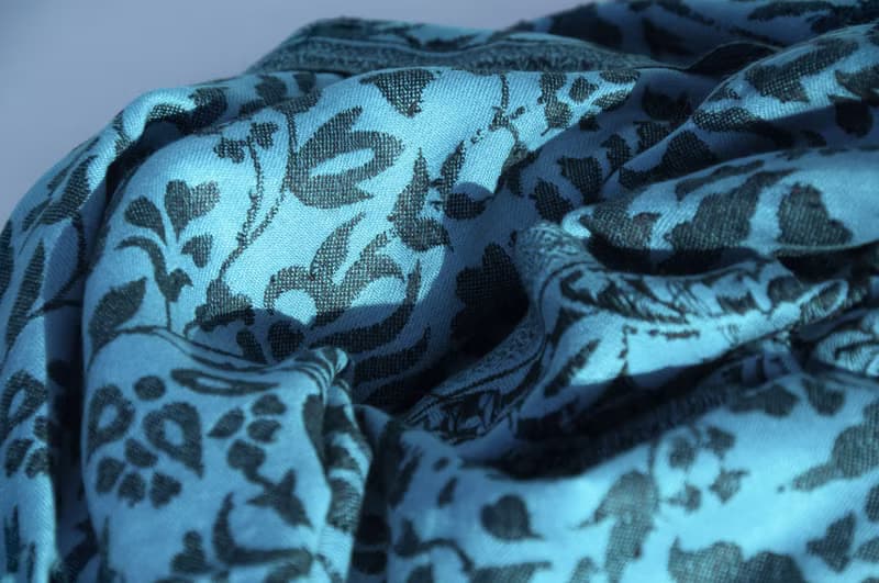 喀什米爾Cashmere/羊絨圍巾/純羊毛圍巾披巾/戒指絨披肩-藍色花朵