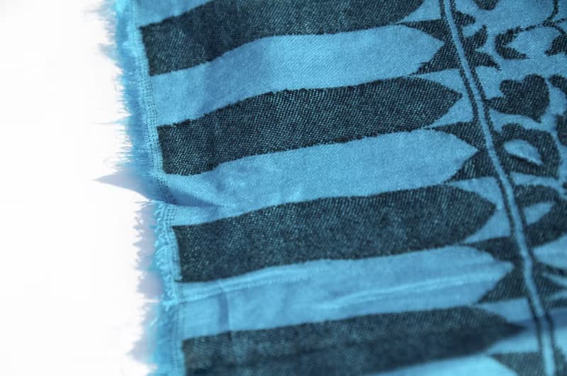 喀什米爾Cashmere/羊絨圍巾/純羊毛圍巾披巾/戒指絨披肩-藍色花朵