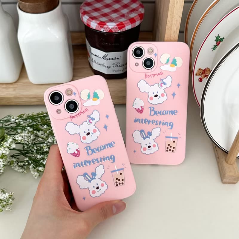 Sweet white poodle Pink Mobile phone case Silicone Protective Case