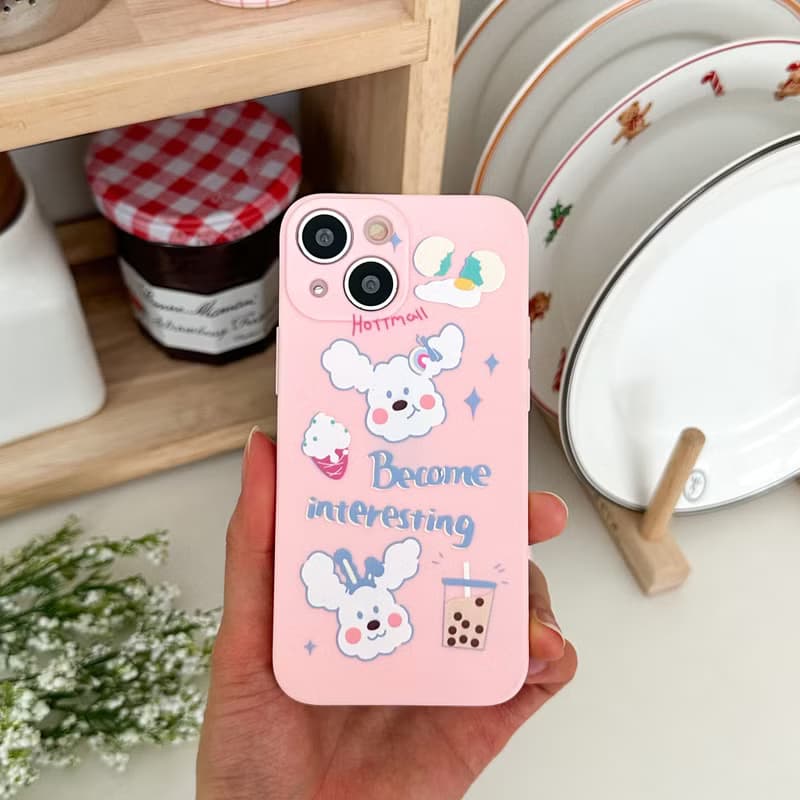 Sweet white poodle Pink Mobile phone case Silicone Protective Case